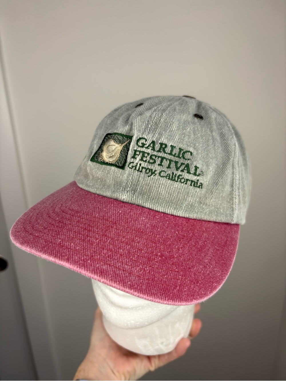 Garlic Festival Gilroy California Two-Tone Cap - Pink Brim